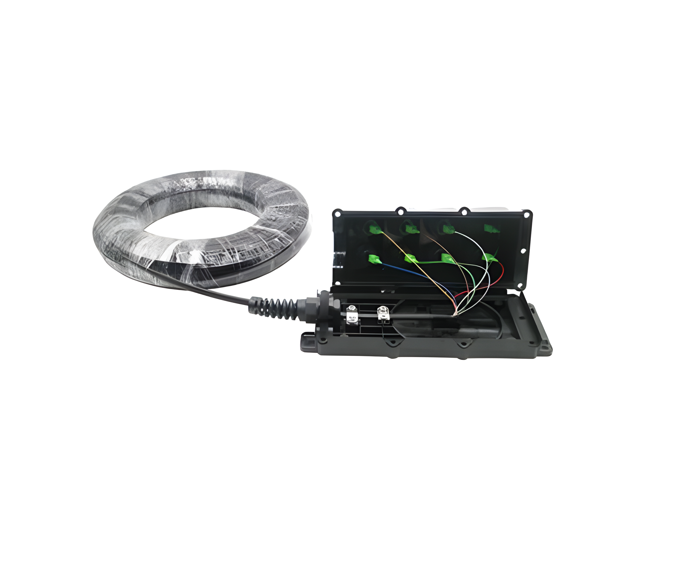 Caja Terminal Multiservicio 8 Puertos – Entrada Flat Drop de 8 Fibras con Pigtails Ramificados Internos