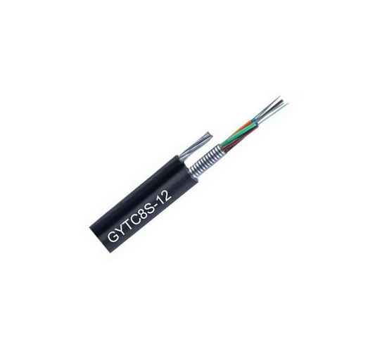 Cable de Fibra Óptica GYTC8S-12 – Alta Resistencia con Mensajero de Acero para Instalaciones Aéreas