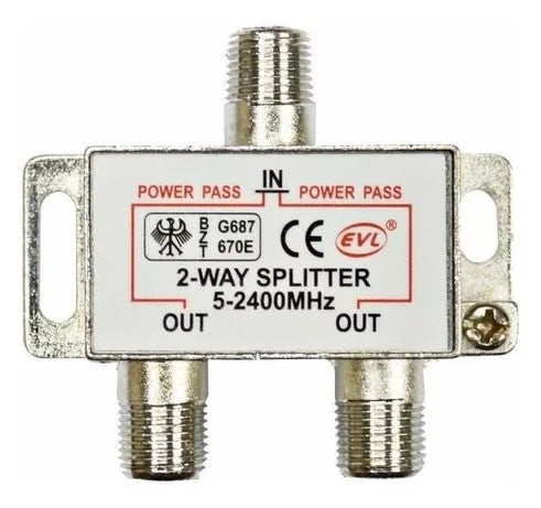 Splitter Coaxial Televisión Satelital 5-2400 MHz 2 Salidas